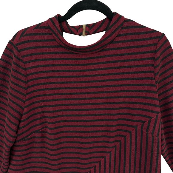 Hutch Anthropologie Knitwork Dress Burgundy Black Striped Long Sleeve Size L - Picture 12 of 15